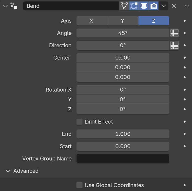 Bend Modifier Controls